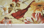 Fresque murale Oiseau Peint motif floral et touche d’élégance naturelle - Vignette | Mr Papier Peint