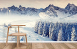 Fresque murale de montagnes enneigées évasion en papier peint panoramique - Vignette | Mr Papier Peint