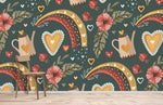 Papier peint panoramique Parfum d’Amour féérie en vert et motifs poétiques - Vignette | Mr Papier Peint