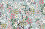 Papier peint panoramique floral et oiseaux bleus pour salon élégant - Vignette | Mr Papier Peint