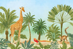Faune Aquarelle Exotique Papier Peint Girafe Faisan Lémurien - Vignette | Mr Papier Peint