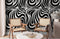 Papier peint mural à motif torsadé de fourrure en noir et blanc, décoration tendance