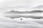 Papier peint mural unique oiseaux et bateaux sur eaux paisibles - Vignette | Mr Papier Peint