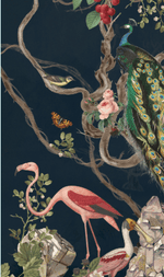 Papier peint mural Jungle Enchantée avec Paons et Flamants Roses - Vignette | Mr Papier Peint