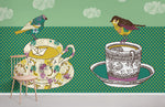 Papier peint mural oiseaux et théières pour un espace paisible - Vignette | Mr Papier Peint