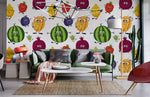 Papier peint mural d’Émojis de fruits pour un salon éclatant de fantaisie - Vignette | Mr Papier Peint