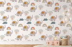 Papier peint mural éléphants et arcs-en-ciel pour chambre d’enfant - Vignette | Mr Papier Peint