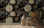 Papier peint mural Fleur Blanche élégance florale sur fond noir - Vignette | Mr Papier Peint