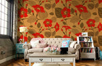 Papier peint mural Gloire du Matin Rouge éclat floral pour salon - Vignette | Mr Papier Peint