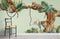 Papier peint mural jungle avec léopards, toucan et feuillage tropical pour décoration intérieure