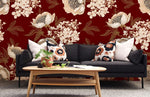 Élégance florale avec papier peint panoramique et canapé gris foncé - Vignette | Mr Papier Peint