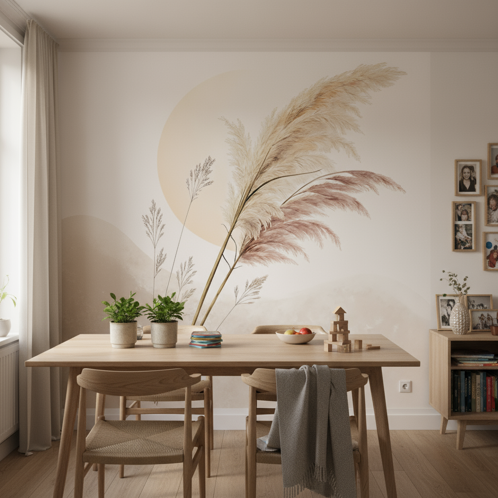 Table en bois avec fresque murale de pampa Aigle Éternel