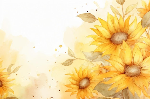 Papier peint panoramique de tournesol aquarelle jaune vibrant