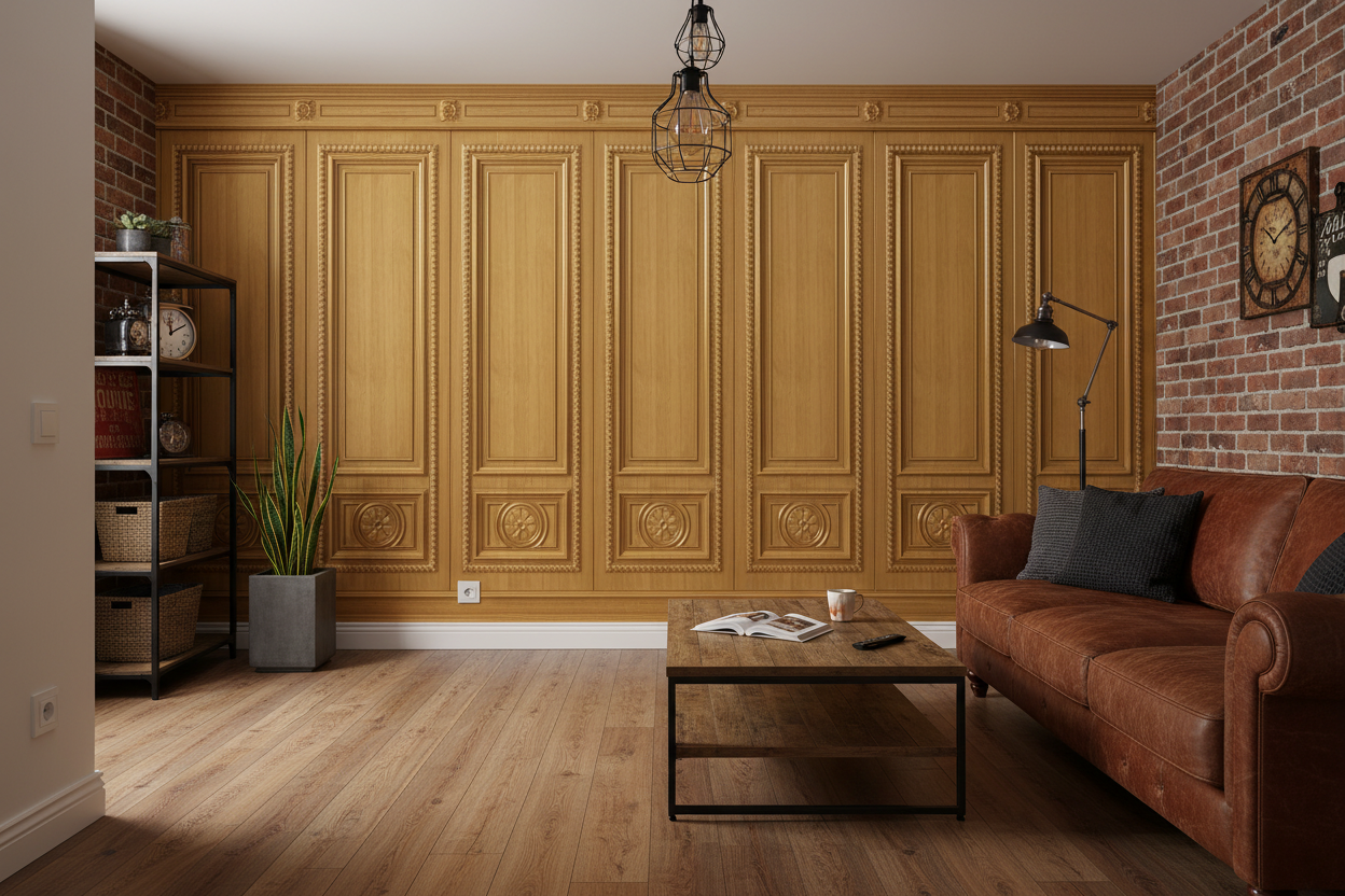 Revêtement mural Bois de Chêne Doré avec reflets tendres