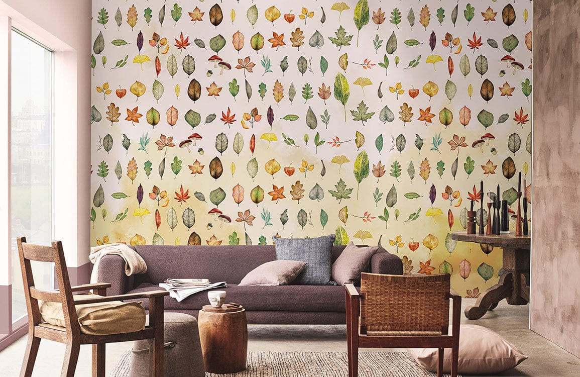 Collection de Feuilles Variées - Papier Peint Mural - Le meilleur Papier peint panoramique Sur mesure