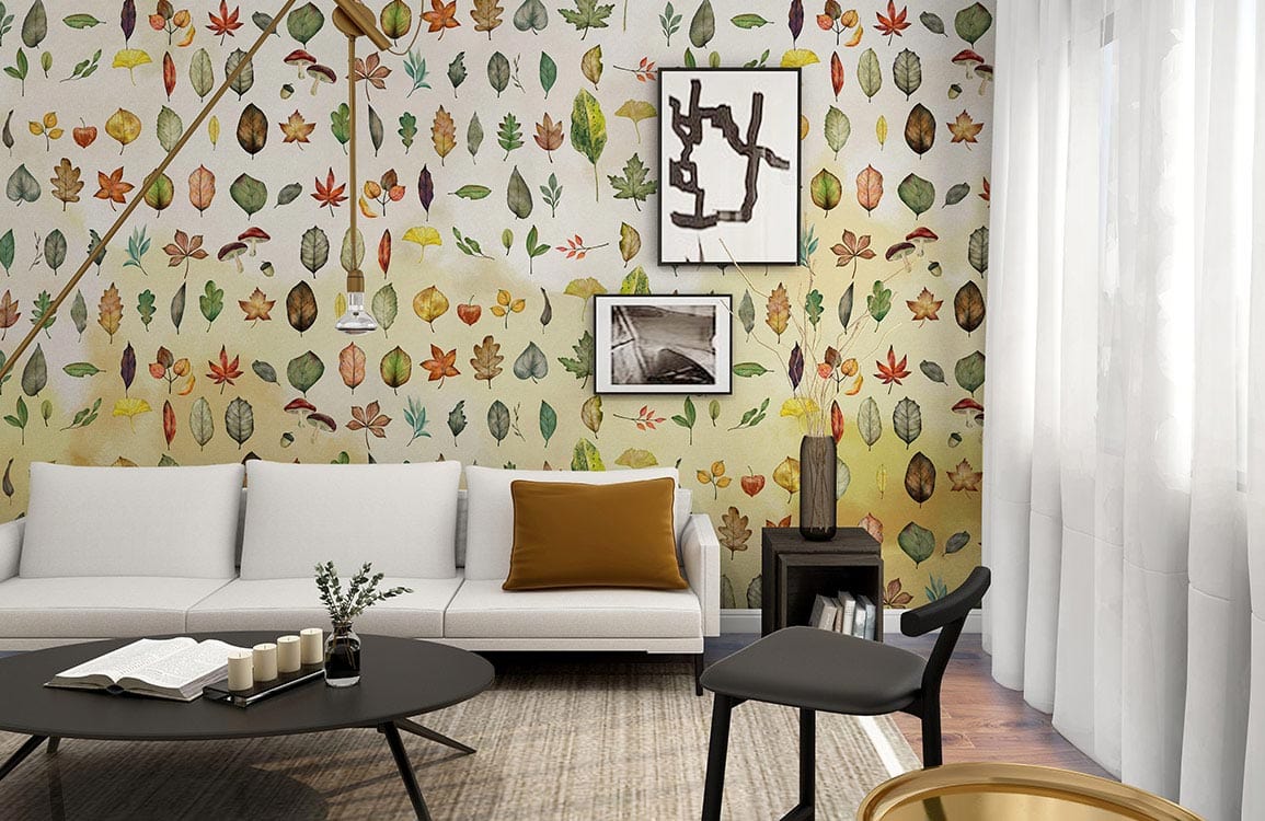 Collection de Feuilles Variées - Papier Peint Mural - Le meilleur Papier peint panoramique Sur mesure