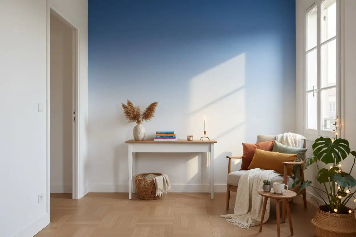 Visualisation Papier peint panoramique mural dégradé bleu souffle d’élégance