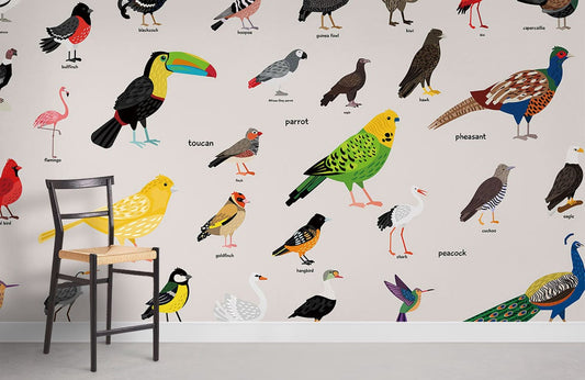 Encyclopédie des oiseaux II - Murale Papier Peint - Le meilleur Papier peint panoramique Sur mesure