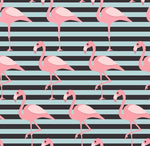 Flamant rose et rayures bleues papier peint panoramique moderne - Vignette | Mr Papier Peint