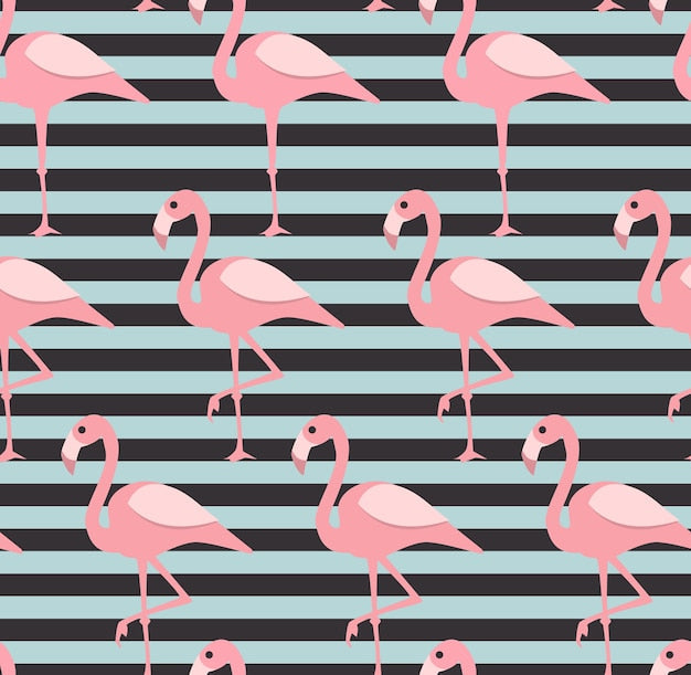 Papier peint sur mesure Flamant Élégant Géométrique rose chic