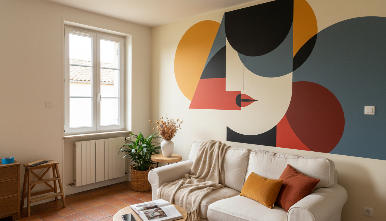 Papier peint panoramique géométrie vive éclatante en couleurs vives