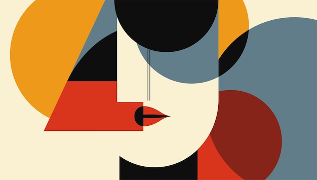 Portrait géométrique abstrait en papier peint panoramique sur mesure