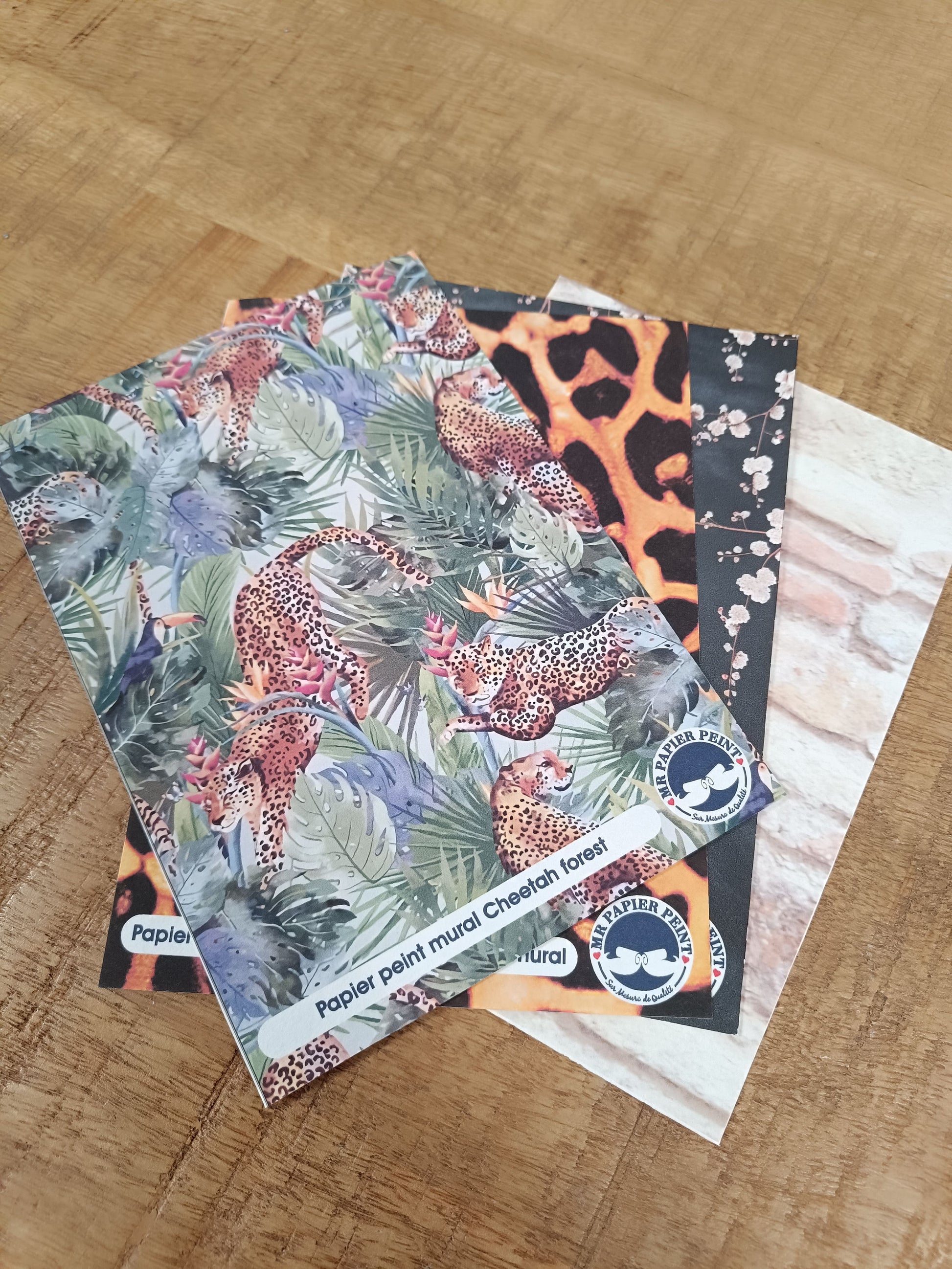 Sac en tissu à motif feuille tropicale, doublure léopard et design floral