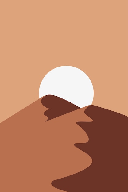 Paysage désert brun en technique d’ombrage, agrandit visuellement la scène d’intérieur