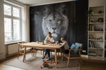 Papier peint panoramique Lion noir et blanc roi de la savane - Vignette | Mr Papier Peint