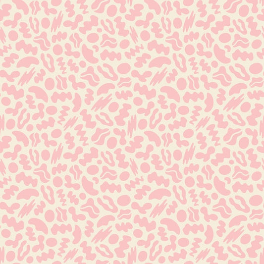 Tissu imprimé léopard rose pastel sur fond crème, maison couture