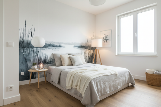 Lit panoramique Marécages Brumeux avec papier peint zones humides