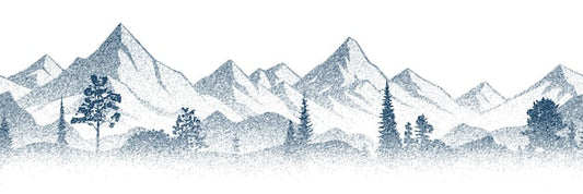 Papier peint panoramique bleu montagne Mathieu - Mots du visuel