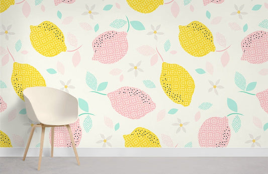 Motif de citrons pour papier peint mural - Le meilleur Papier peint panoramique Sur mesure