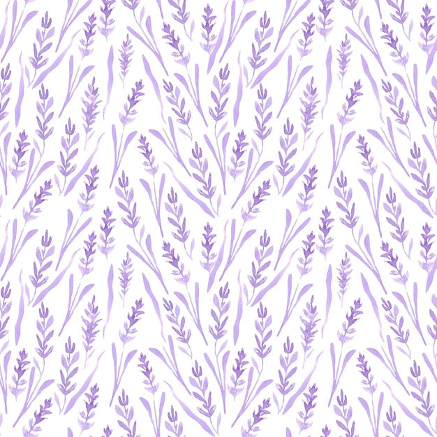 Motif floral lavande abstrait main fond blanc pour chambre d’enfant