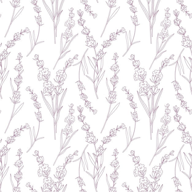 Papier peint floral lavande doux, motif sans couture écologique