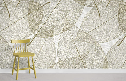 Murale de Grandes Feuilles en Lignes - Le meilleur Papier peint panoramique Sur mesure