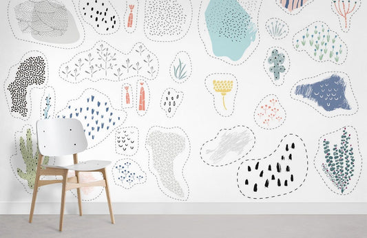 Murale de papier peint Art Déco avec motifs de plantes - Le meilleur Papier peint panoramique Sur mesure