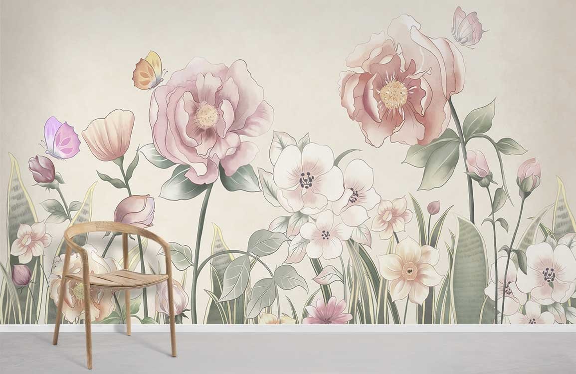 Murale de Papier Peint Bouquet Scandinave - Le meilleur Papier peint panoramique Sur mesure