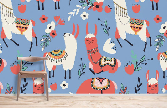 Murale de papier peint d’alpaga jubilatoire - Le meilleur Papier peint panoramique Sur mesure