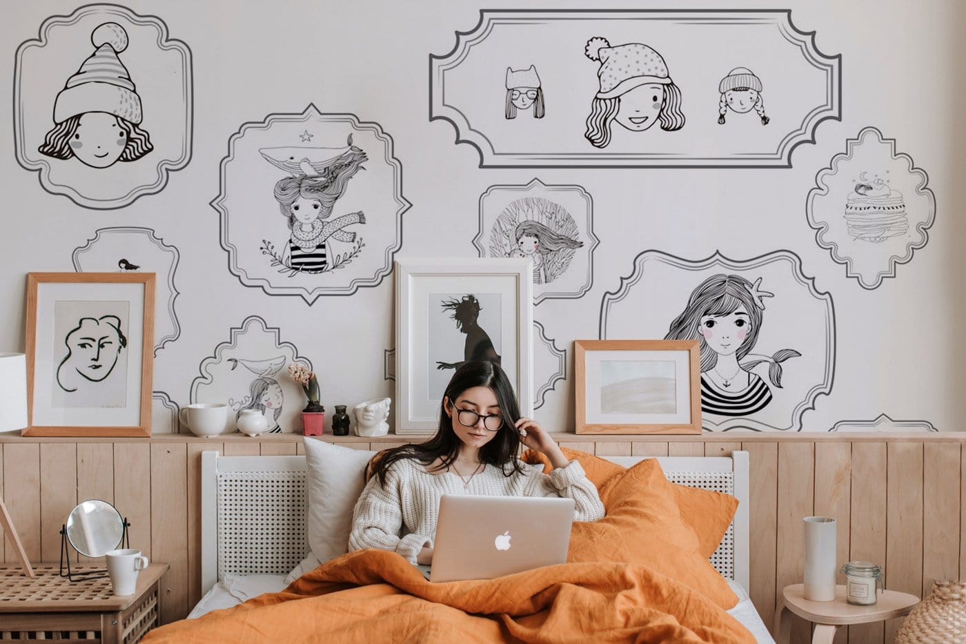 Murale de Papier Peint de Filles Mignonnes - Le meilleur Papier peint panoramique Sur mesure