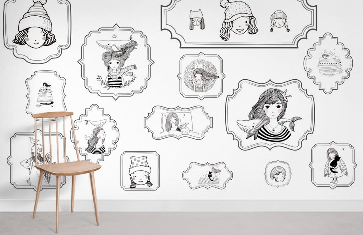 Murale de Papier Peint de Filles Mignonnes - Le meilleur Papier peint panoramique Sur mesure