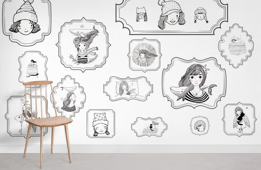 Murale de Papier Peint de Filles Mignonnes - Le meilleur Papier peint panoramique Sur mesure