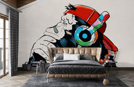 Murale de Papier Peint Gorille Musicien - Le meilleur Papier peint panoramique Sur mesure