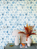 Murale de Papier Peint Hexagone Bleu - Vignette | Mr Papier Peint