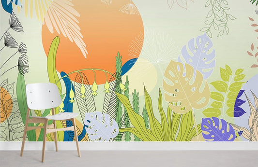 Murale de papier peint de plantes vibrantes - Le meilleur Papier peint panoramique Sur mesure