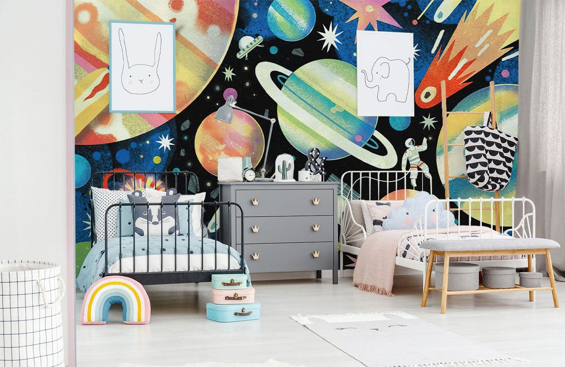 Murale de Papier Peint Tour des Étoiles dans une chambre d’enfants avec papier peint tour spacieux