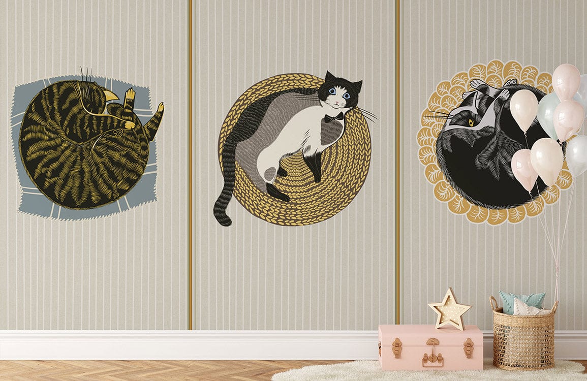 Murale de Trois Chats en Papier Peint - Le meilleur Papier peint panoramique Sur mesure