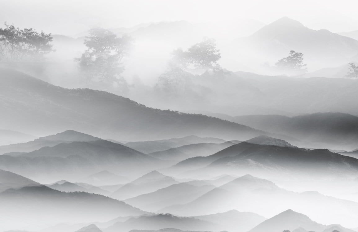 Murale du brouillard cachant la montagne - Le meilleur Papier peint panoramique Sur mesure