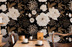 Papier peint floral noir éclat doré jardin secret en fleurs - Vignette | Mr Papier Peint