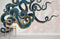Murale géante de pieuvre en papier peint panoramique bleu et or pour décoration murale
